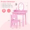 Kids Pink Vanity Table and Chair Set with LED Lighted Mirror Storage Drawer and Detachable Mirror for 3-8 Years Old